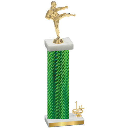 Accented Single Green Carbon Fiber First Place Karate Trophy