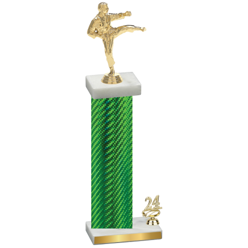 Accented Single Green Carbon Fiber Year Karate Trophy