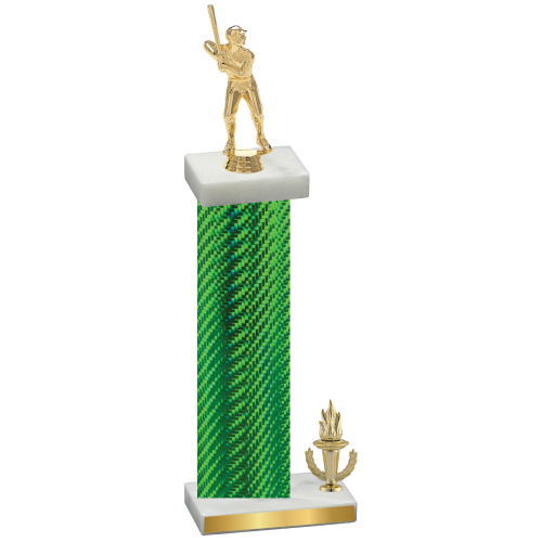 Accented Single Green Carbon Fiber Victory Baseball Trophy