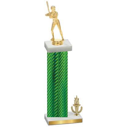 Accented Single Green Carbon Fiber Victory Softball Trophy