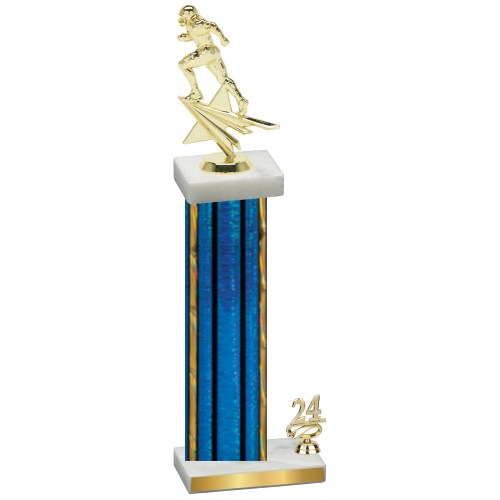 Accented Single Blue Glacier Year Football Trophy