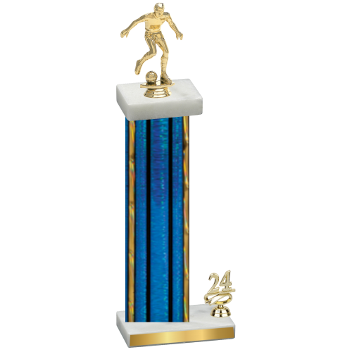 Accented Single Blue Glacier Year Soccer Trophy