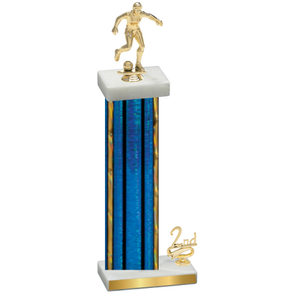 Accented Single Blue Glacier Second Place Soccer Trophy