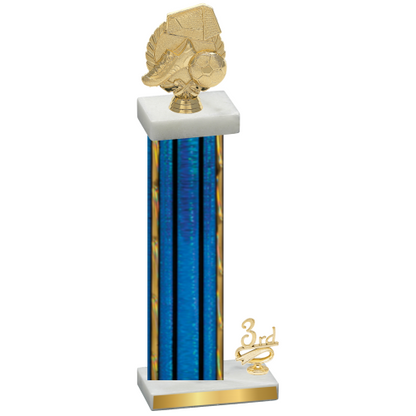 Accented Single Blue Glacier Third Place Soccer Trophy