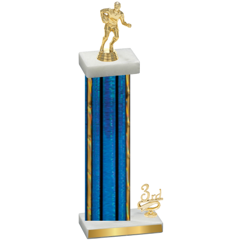 Accented Single Blue Glacier Third Place Rugby Trophy