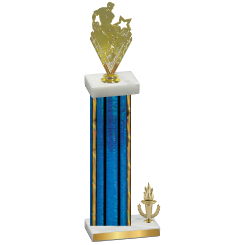 Accented Single Blue Glacier Victory Rugby Trophy