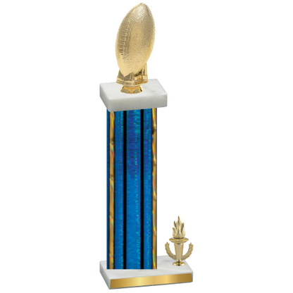 Accented Single Blue Glacier Victory Football Trophy