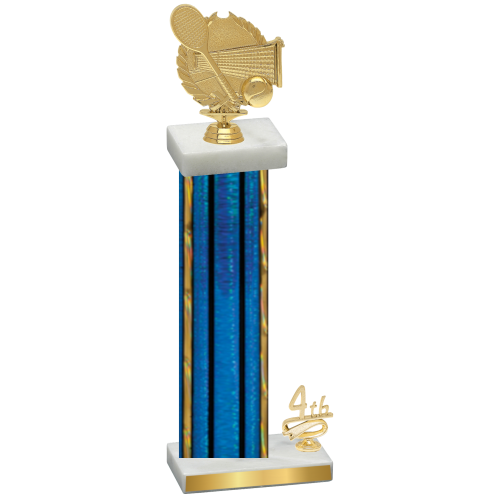 Accented Single Blue Glacier Fourth Place Tennis Trophy