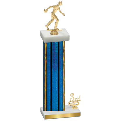 Accented Single Blue Glacier Third Place Bowling Trophy