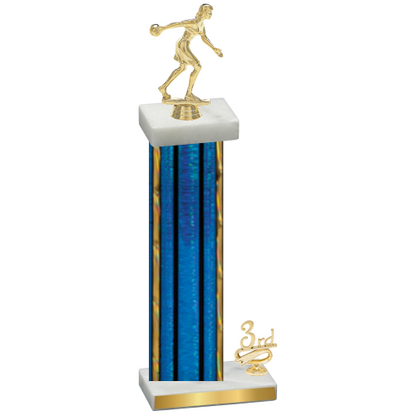 Accented Single Blue Glacier Third Place Bowling Trophy