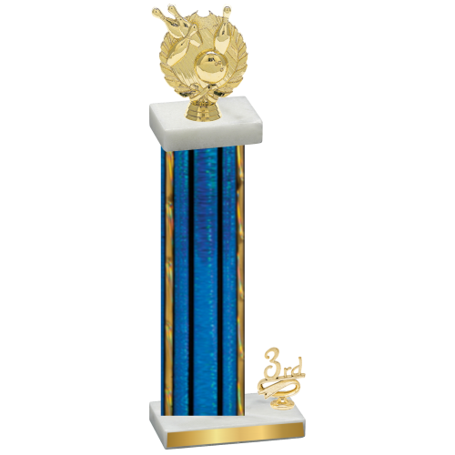 Accented Single Blue Glacier Third Place Bowling Trophy