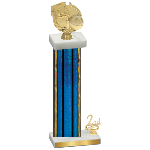 Accented Single Blue Glacier Second Place Basketball Trophy