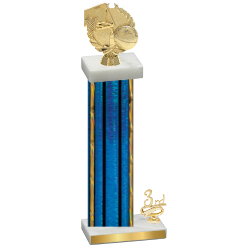 Accented Single Blue Glacier Third Place Basketball Trophy