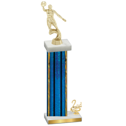 Accented Single Blue Glacier Second Place Basketball Trophy