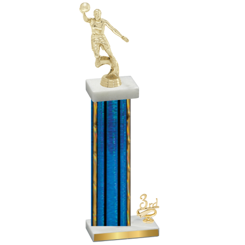 Accented Single Blue Glacier Third Place Basketball Trophy