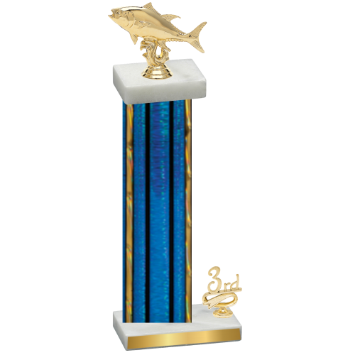 Accented Single Blue Glacier Third Place Fishing Trophy