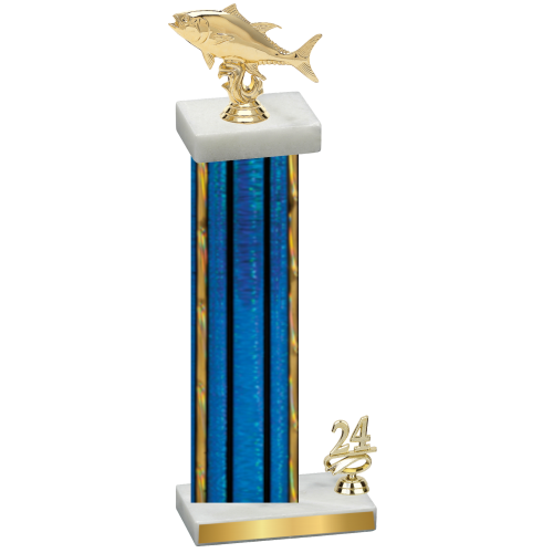 Accented Single Blue Glacier Year Fishing Trophy