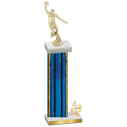 Accented Single Blue Glacier Fourth Place Basketball Trophy