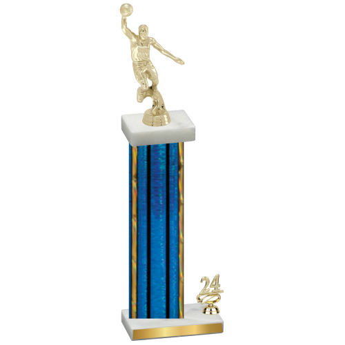 Accented Single Blue Glacier Year Basketball Trophy