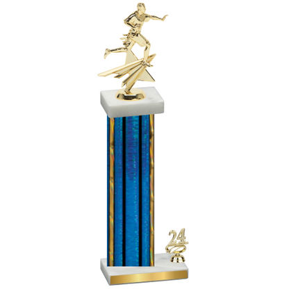 Accented Single Blue Glacier Year Flag Football Trophy