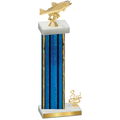 Accented Single Blue Glacier Third Place Fishing Trophy
