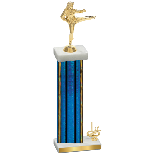 Accented Single Blue Glacier First Place Karate Trophy