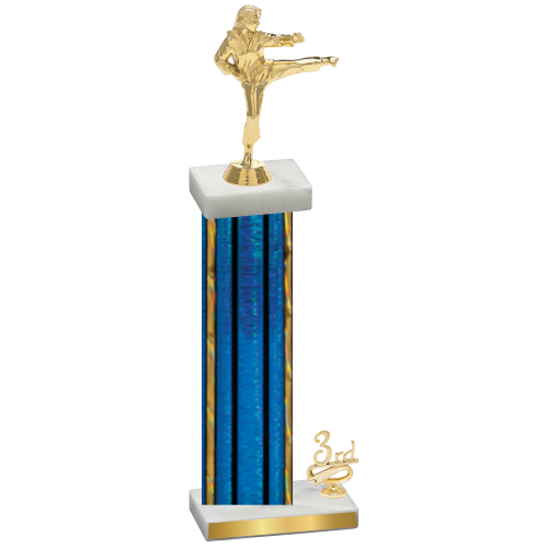 Accented Single Blue Glacier Third Place Karate Trophy