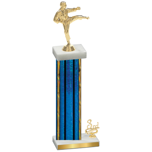 Accented Single Blue Glacier Third Place Karate Trophy