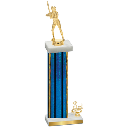 Accented Single Blue Glacier Third Place Softball Trophy