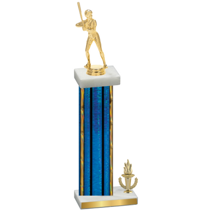 Accented Single Blue Glacier Victory Softball Trophy