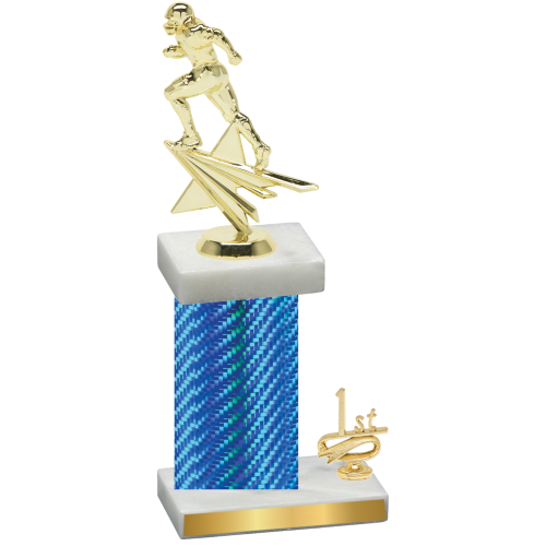 Accented Single Blue Carbon Fiber First Place Football Trophy