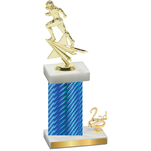 Accented Single Blue Carbon Fiber Second Place Football Trophy