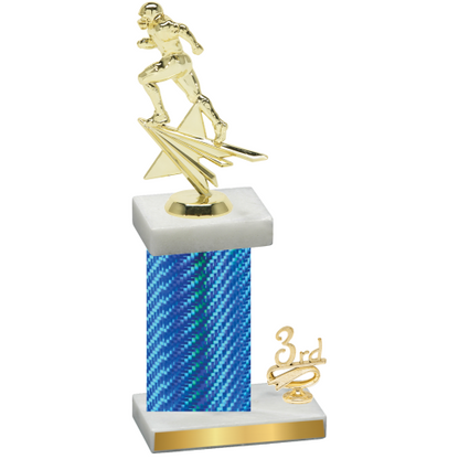 Accented Single Blue Carbon Fiber Third Place Football Trophy