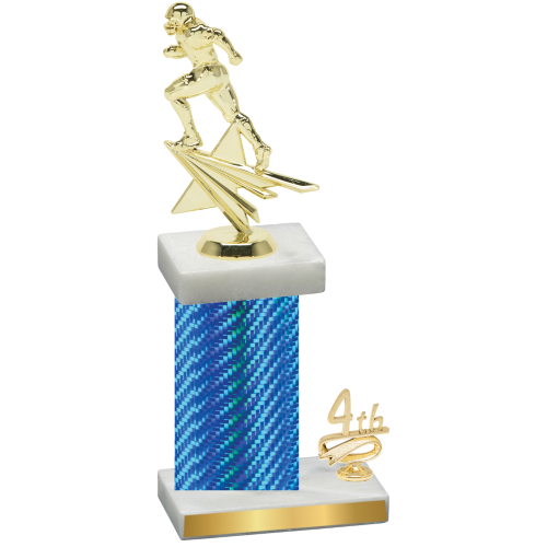 Accented Single Blue Carbon Fiber Fourth Place Football Trophy