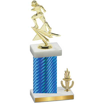 Accented Single Blue Carbon Fiber Victory Football Trophy