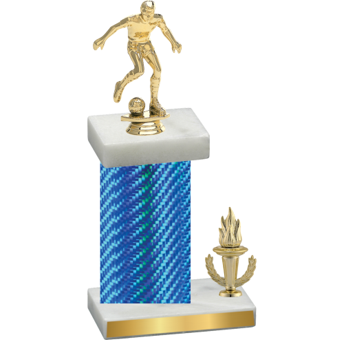 Accented Single Blue Carbon Fiber Victory Soccer Trophy