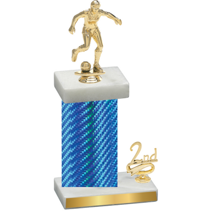 Accented Single Blue Carbon Fiber Second Place Soccer Trophy