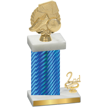 Accented Single Blue Carbon Fiber Second Place Soccer Trophy