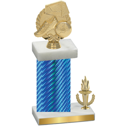 Accented Single Blue Carbon Fiber Victory Soccer Trophy