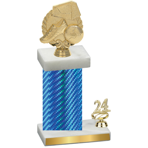 Accented Single Blue Carbon Fiber Year Soccer Trophy