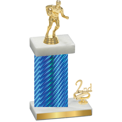 Accented Single Blue Carbon Fiber Second Place Rugby Trophy