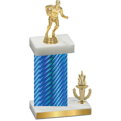 Accented Single Blue Carbon Fiber Victory Rugby Trophy