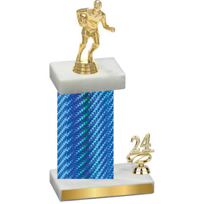 Accented Single Blue Carbon Fiber Year Rugby Trophy