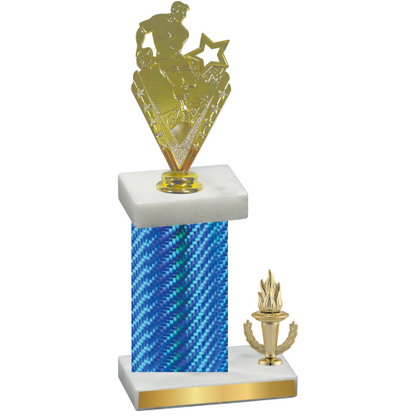 Accented Single Blue Carbon Fiber Victory Rugby Trophy