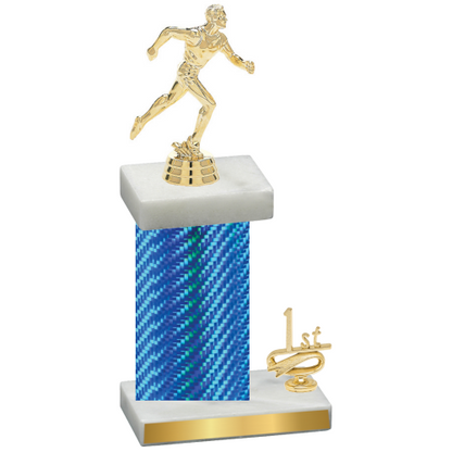 Accented Single Blue Carbon Fiber First Place Running Trophy