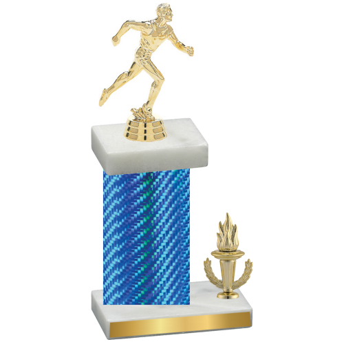 Accented Single Blue Carbon Fiber Victory Running Trophy