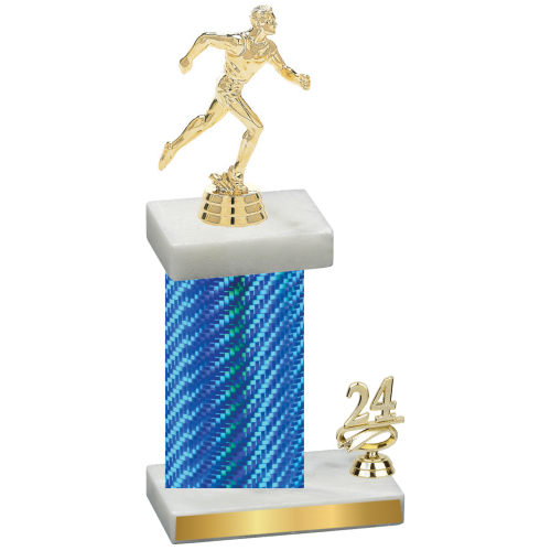 Accented Single Blue Carbon Fiber Year Running Trophy