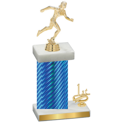 Accented Single Blue Carbon Fiber First Place Running Trophy