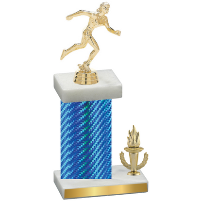 Accented Single Blue Carbon Fiber Victory Running Trophy