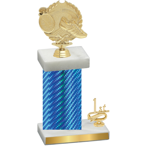 Accented Single Blue Carbon Fiber First Place Running Trophy